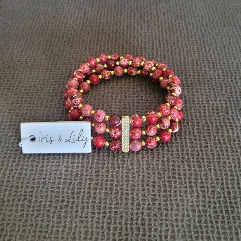 Iris & Lily Red❤️ Imperial👑 Jasper Stretch Bracelet
